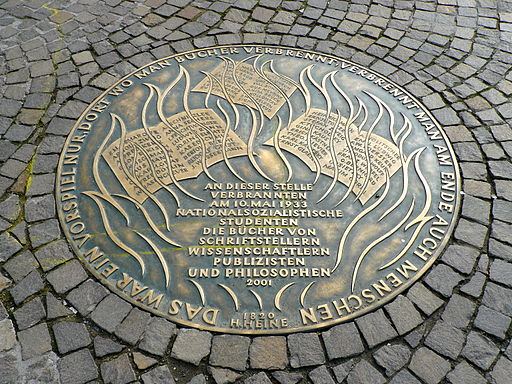 Plaque marking the site of the book burning in Frankfurt.