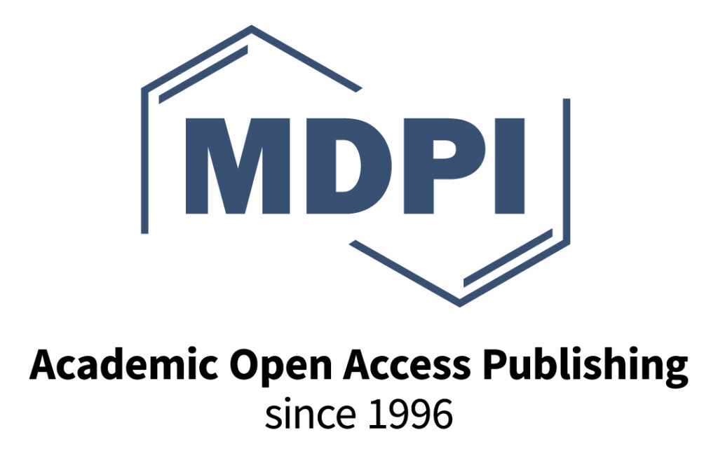 Blue text reading MDPI above black text reading Academic Open Access Publishing since 1996